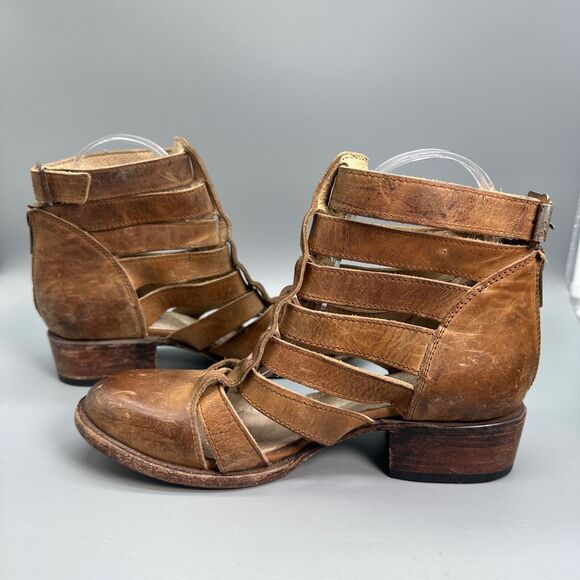 Freebird By Steven Stone Cutout Bootie Womens 6 Brown Shoe Strappy Buckled Boot - Picture 4 of 9